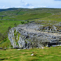 Buy canvas prints of Malham Cove and limestone pavement  by Diana Mower