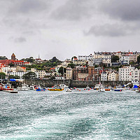 Buy canvas prints of St Peter Port  Guernsey panoramic  by Diana Mower