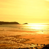 Buy canvas prints of Fistral Beach Sunset Panoramic by Diana Mower