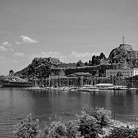 Buy canvas prints of Old Fort Corfu Greece in monochrome  by Diana Mower