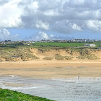 Buy canvas prints of Crantock bay beach panoramic by Diana Mower