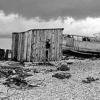 Buy canvas prints of Stormy Dungeness Kent monochrome by Diana Mower
