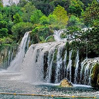 Buy canvas prints of Krka Waterfalls Croatia Panoramic by Diana Mower