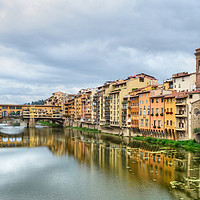 Buy canvas prints of Ponte Vecchio and the river Arno Florence by Diana Mower