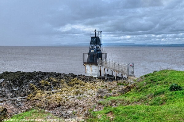 Portishead beach and Battery point lighthouse Picture Board by Diana Mower