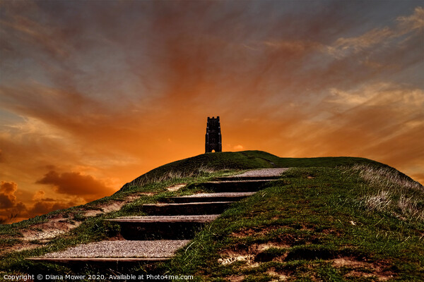 Glastonbury Tor Sunset Picture Board by Diana Mower