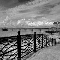 Buy canvas prints of Clevedon Beach pier and Promenade Somerset by Diana Mower