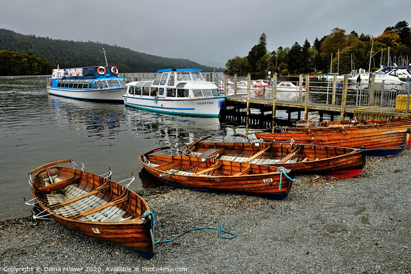 Boats at Bowness on Windermere Cumbria  Picture Board by Diana Mower