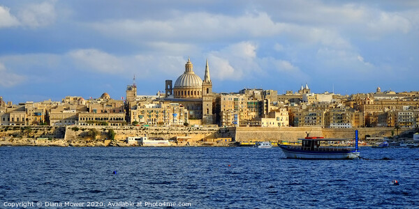 Valletta Skyline Malta Framed Mounted Print by Diana Mower