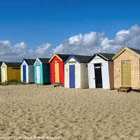 Buy canvas prints of Southwold  Beach Huts on the Sand by Diana Mower