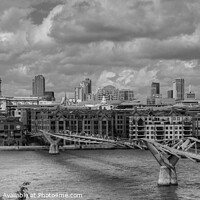 Buy canvas prints of St Pauls and Millennium Bridge in Monochrome by Diana Mower