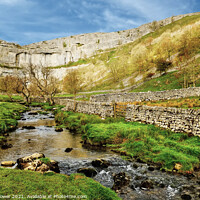 Buy canvas prints of Malham Cove and Beck Yorkshire Dales by Diana Mower