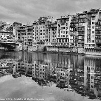 Buy canvas prints of Ponte Vecchio over the Arno Florence in Monochrome by Diana Mower