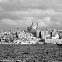 Buy canvas prints of Valletta Skyline Malta Monochrome   by Diana Mower