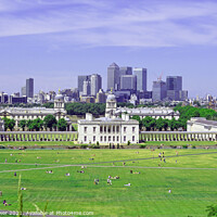 Buy canvas prints of Greenwich and London clty Skyline by Diana Mower
