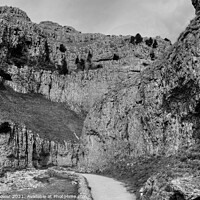 Buy canvas prints of Gordale Scar and beck Yorkshire Dales Black and Wh by Diana Mower