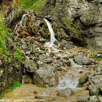 Buy canvas prints of Gordale Scar waterfalls Yorkshire Dales by Diana Mower
