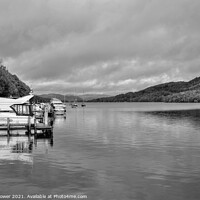 Buy canvas prints of Lake Windermere Cumbria Monochrome by Diana Mower