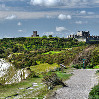 Buy canvas prints of Cliff top Walk near Dover Castle Kent by Diana Mower