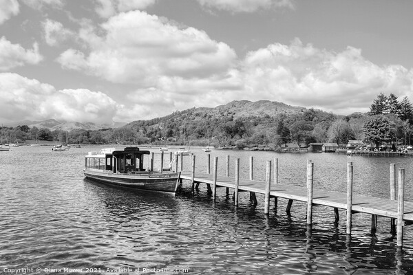Windermere Jetty Monochrome Picture Board by Diana Mower