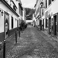 Buy canvas prints of Funchal Back Street in Monochrome by Diana Mower