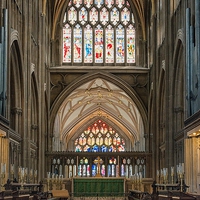 Buy canvas prints of St Mary Redcliffe Altar Windows by Carmen Clark