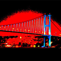Buy canvas prints of Bogazici Kpr Bridge red after dark by Arfabita  