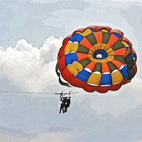 Buy canvas prints of Female para gliders with cloudscape by Arfabita  
