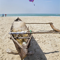 Buy canvas prints of Goa, beach, bathers and gliders by Arfabita  