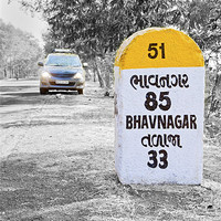 Buy canvas prints of MPV and 85 kilometers to Bhavnagar milestone by Arfabita  