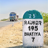 Buy canvas prints of 195 kilimeters to Rajkot Milestone by Arfabita  