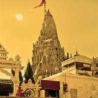 Buy canvas prints of Dwarka Krishna Temple from Market Street by Arfabita  