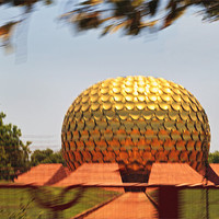 Buy canvas prints of Matramandir Auroville from a moving bus by Arfabita  