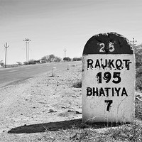 Buy canvas prints of Rajkot 195 milestone on State Highway 25 by Arfabita  