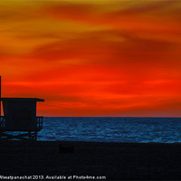 Buy canvas prints of Lifeguard House of Sunset by Panas Wiwatpanachat