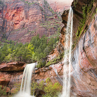 Buy canvas prints of  Waterfall at Emerald Pools Zion National Park Uta by paul lewis