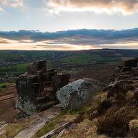 Buy canvas prints of Derwent Valley and Curbar Edge at Sunset by Jonathan Swetnam