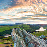 Buy canvas prints of Sunset Over Ladybower Reservoir Panorama by Jonathan Swetnam