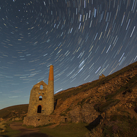 Buy canvas prints of Star Trails Over Wheal Coates by Jonathan Swetnam
