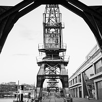 Buy canvas prints of Dockside cranes by Judith Parkyn