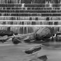 Buy canvas prints of Black And White Weir by Dave Evans