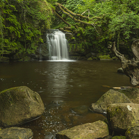 Buy canvas prints of  Thomasen Foss Waterfall by Dave Evans