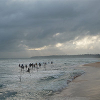 Buy canvas prints of Sri Lanka, stilt fishermen, storm by Christopher Mullard