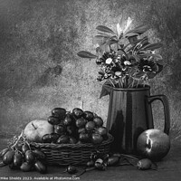 Buy canvas prints of Monochrome Still Life: Fruit and Flowers by Mike Shields