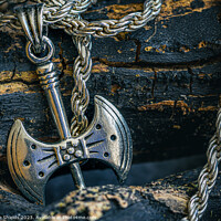 Buy canvas prints of Silver Viking-Inspired Axe Pendant by Mike Shields