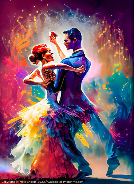 Tango Embrace in Technicolour Picture Board by Mike Shields