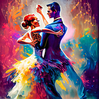 Buy canvas prints of Tango Embrace in Technicolour by Mike Shields