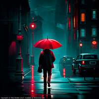 Buy canvas prints of The Scarlet Guard in Rainy Metropolis by Mike Shields