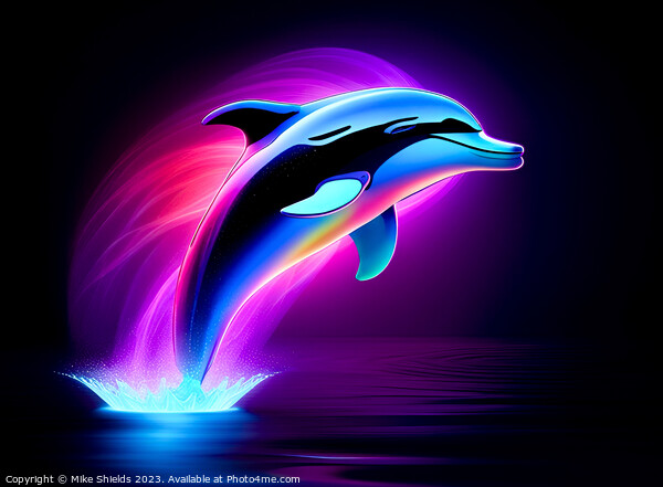 Neon Dolphin Picture Board by Mike Shields