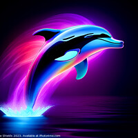 Buy canvas prints of Neon Dolphin by Mike Shields